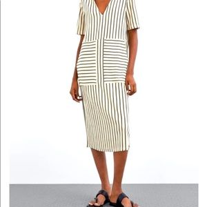Zara Striped MIDI Dress with Pockets